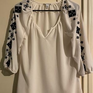 Beige & Black Blouse